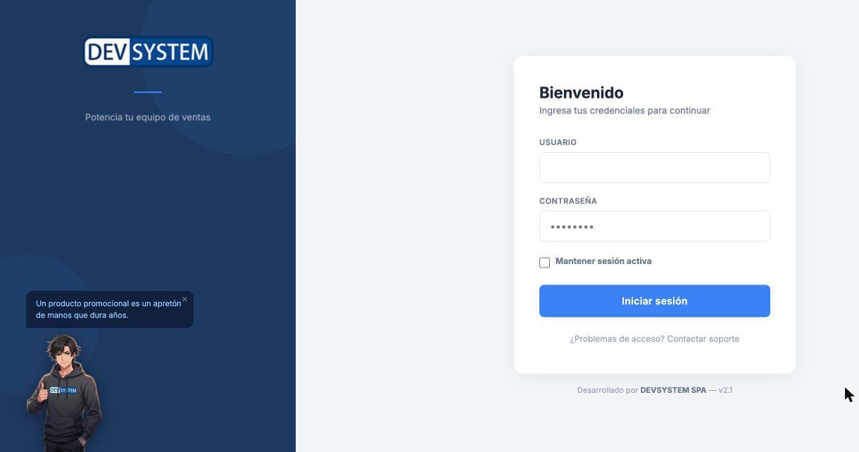 Pantalla de acceso de MerchCRM